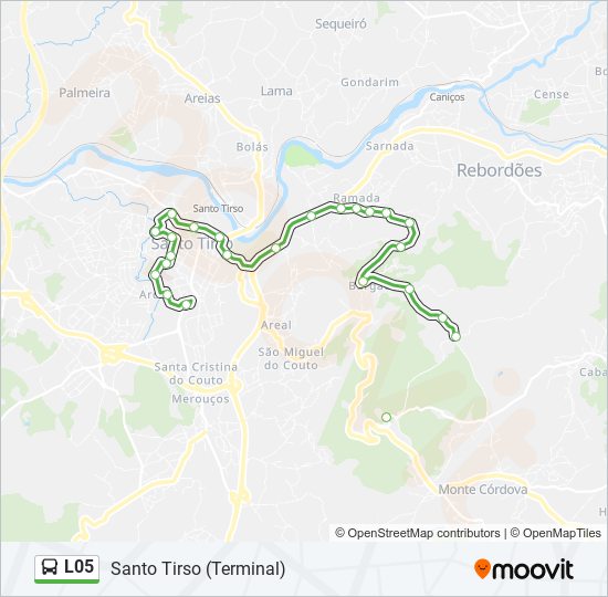 Mapa da linha do autocarro L05.