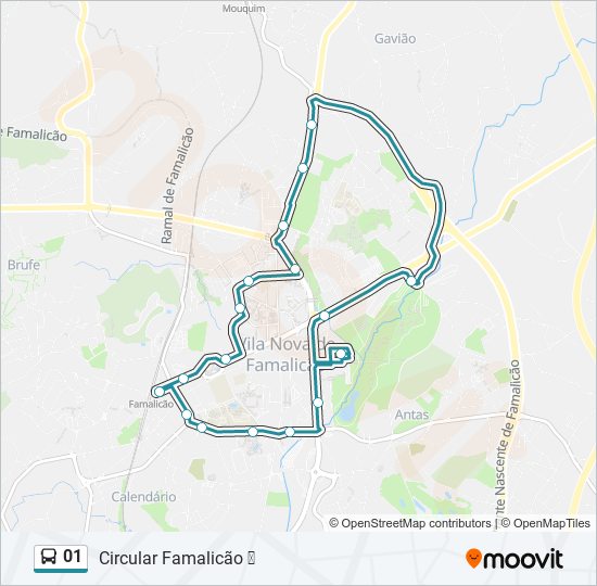 Mapa da linha do autocarro 01.