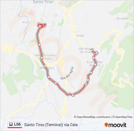 Mapa da linha do autocarro L06.