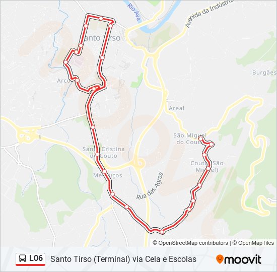 Mapa da linha do autocarro L06.