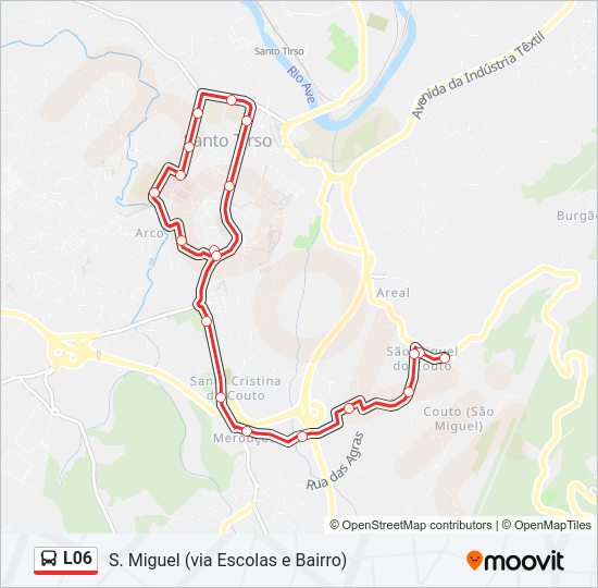 Mapa da linha do autocarro L06.