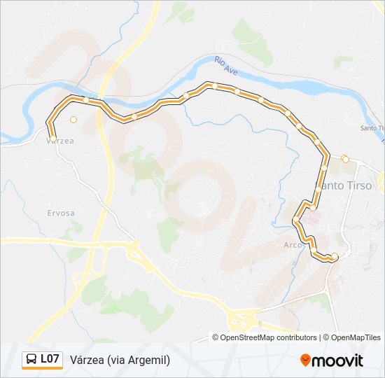 Mapa da linha do autocarro L07.