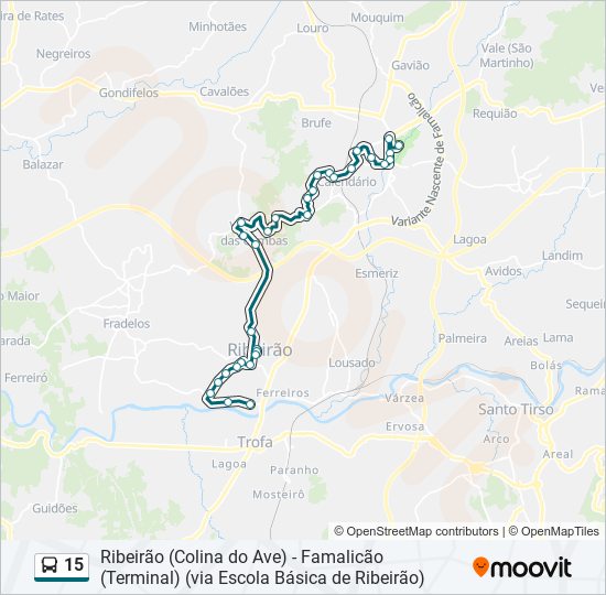 Mapa da linha do autocarro 15.