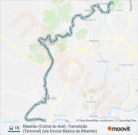 Mapa da linha do autocarro 15.