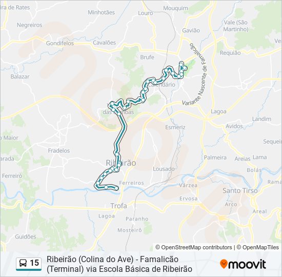 Mapa da linha do autocarro 15.