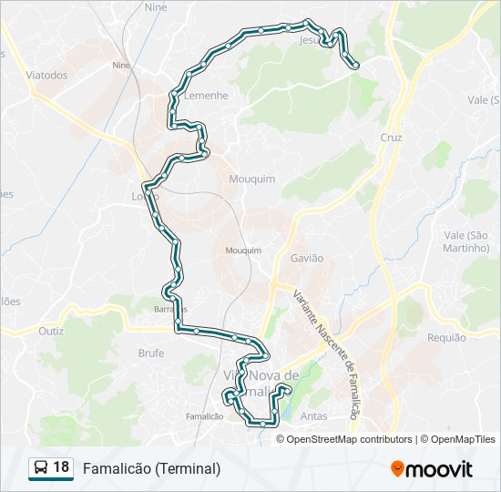 18 bus Line Map