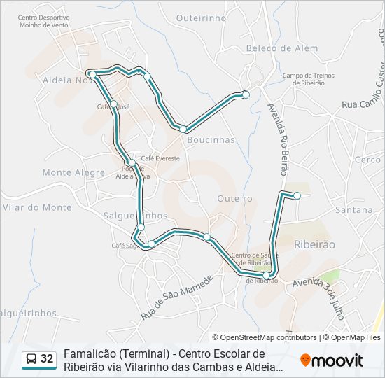 Mapa da linha do autocarro 32.