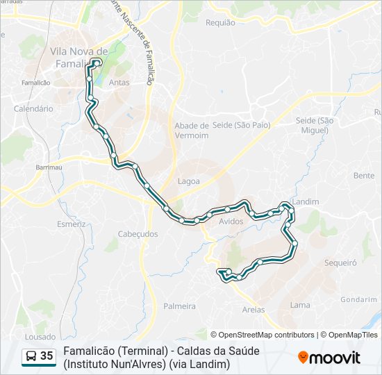 Mapa da linha do autocarro 35.