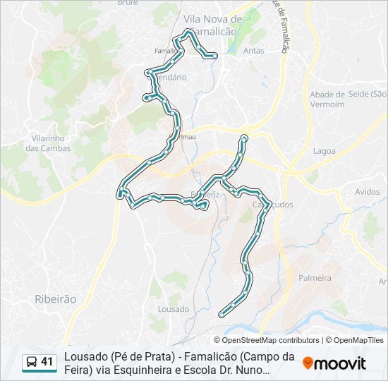 Mapa da linha do autocarro 41.