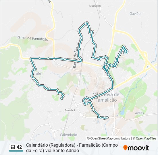 Mapa da linha do autocarro 42.