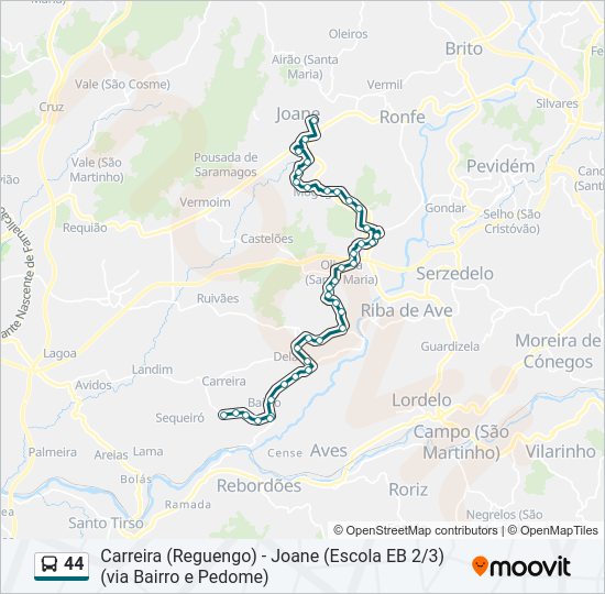 Mapa da linha do  44.
