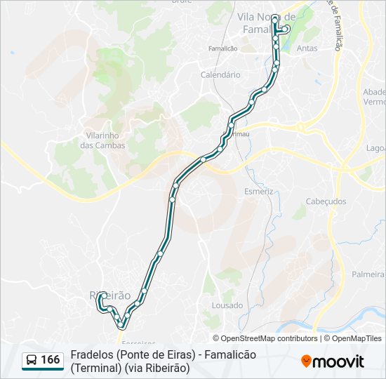 Mapa da linha do  166.