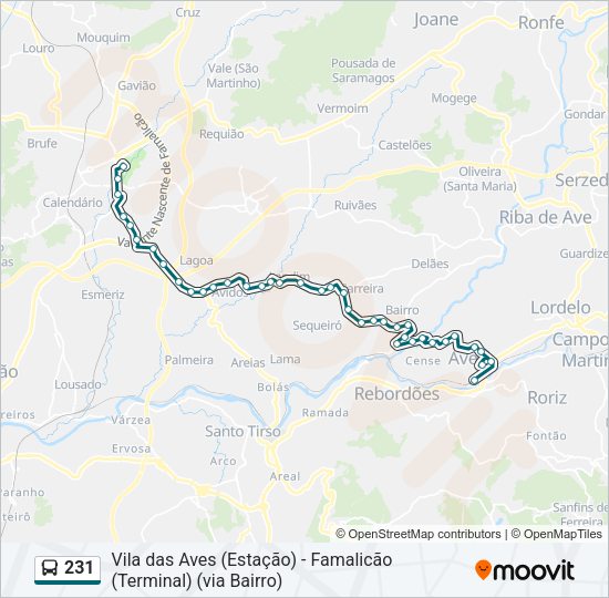 Mapa da linha do  231.