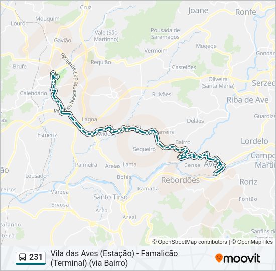 Mapa da linha do  231.