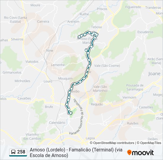 Mapa da linha do  258.