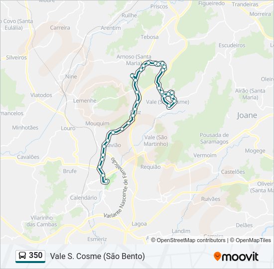 Mapa da linha do  350.