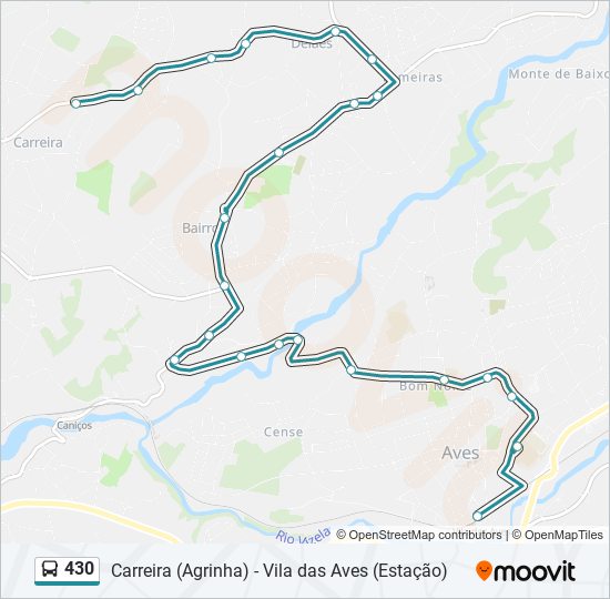 Mapa da linha do autocarro 430.