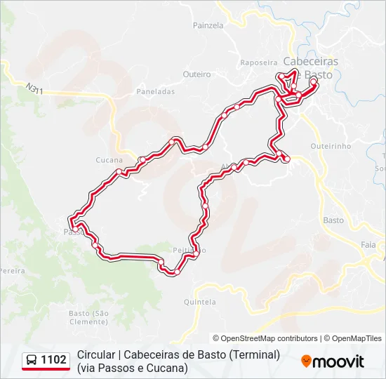 1102 Bus Line Map