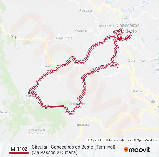 1102 Bus Line Map