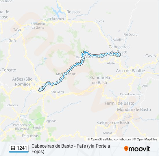 Mapa da linha do autocarro 1241.