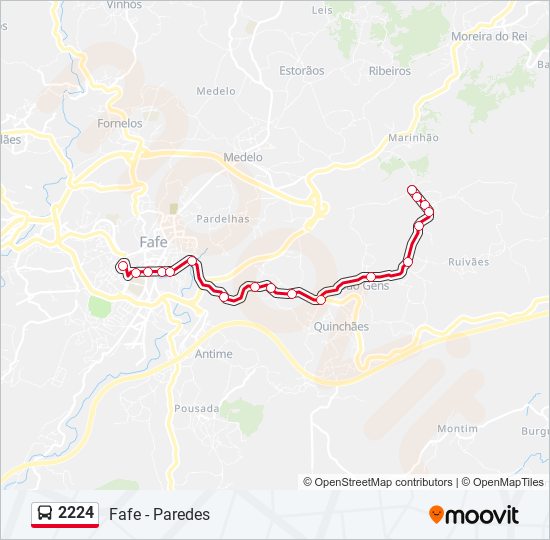 Mapa da linha do autocarro 2224.