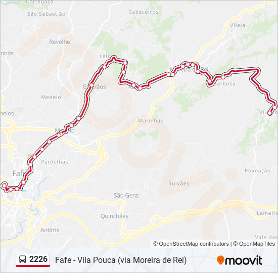 Mapa da linha do autocarro 2226.