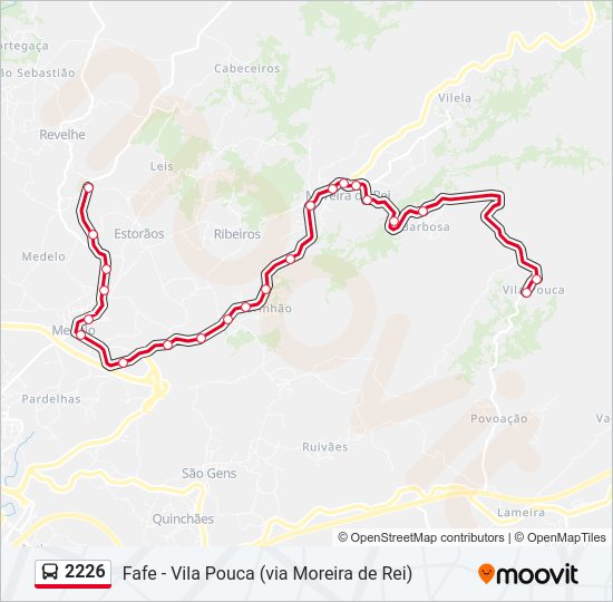 Mapa da linha do autocarro 2226.