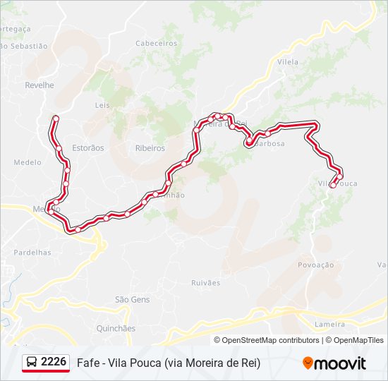 Mapa da linha do autocarro 2226.