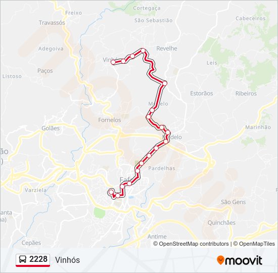 Mapa da linha do autocarro 2228.