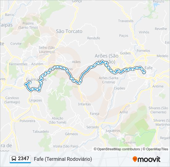 Mapa da linha do autocarro 2347.