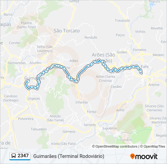 Mapa da linha do autocarro 2347.