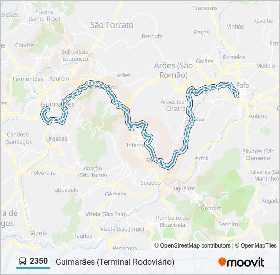 Mapa da linha do autocarro 2350.