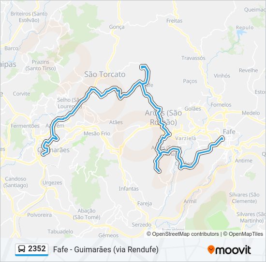 Mapa da linha do autocarro 2352.