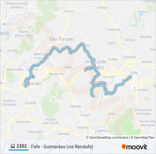Mapa da linha do autocarro 2352.