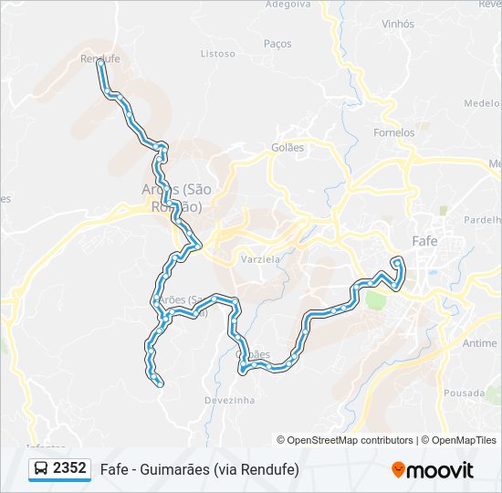 Mapa da linha do autocarro 2352.