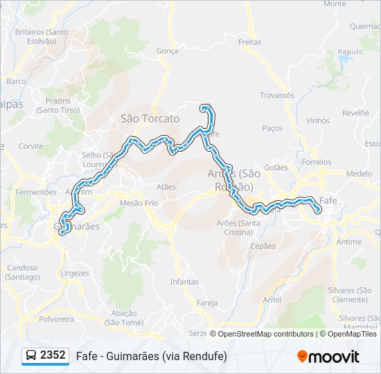 Mapa da linha do autocarro 2352.