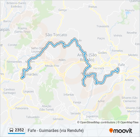 Mapa da linha do autocarro 2352.