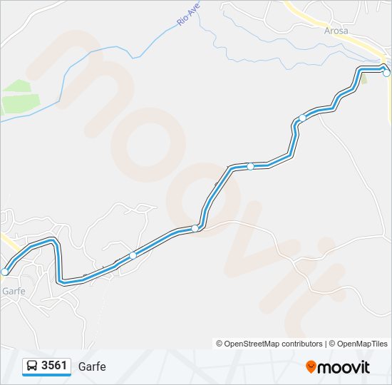 Mapa da linha do autocarro 3561.