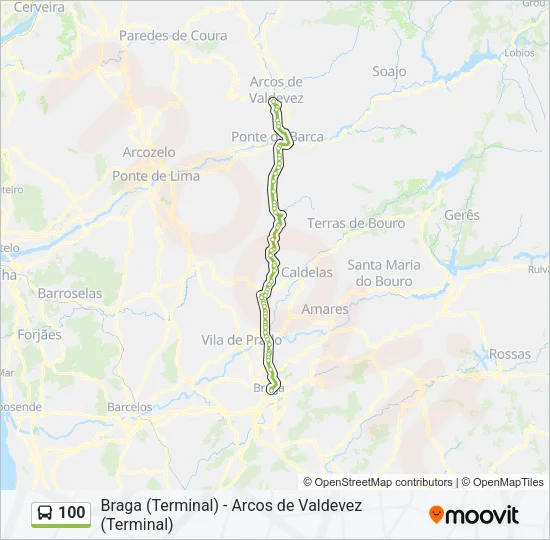 100 Bus Line Map
