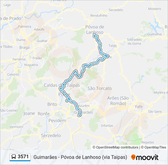 Mapa da linha do autocarro 3571.