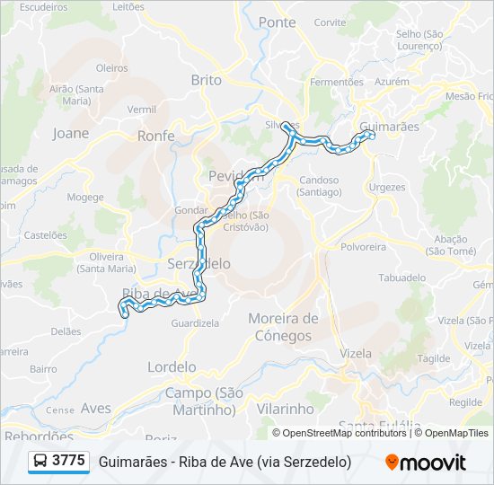 Mapa da linha do autocarro 3775.