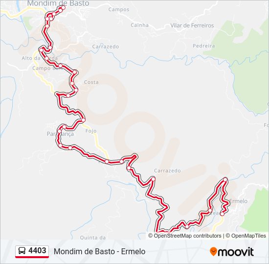 Mapa da linha do autocarro 4403.