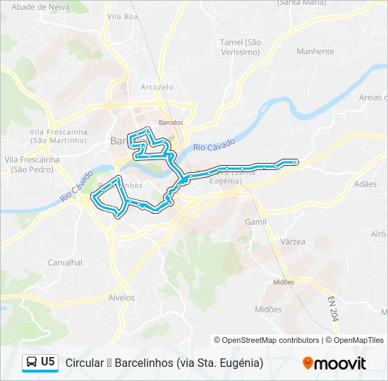 U5 Bus Line Map