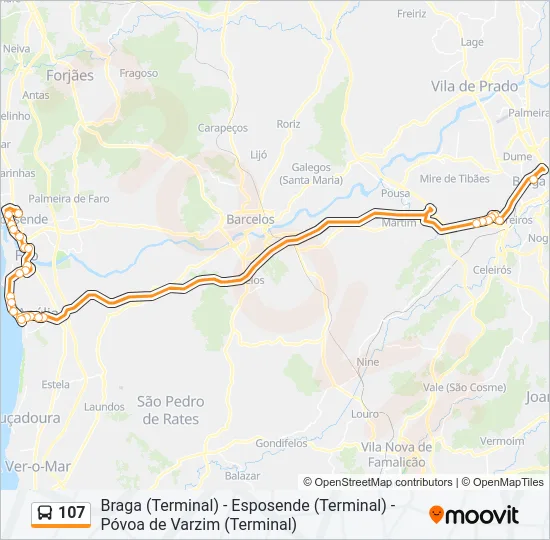 107 Bus Line Map