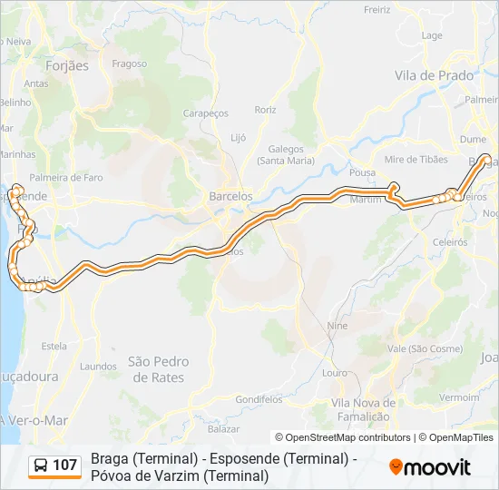 107 Bus Line Map