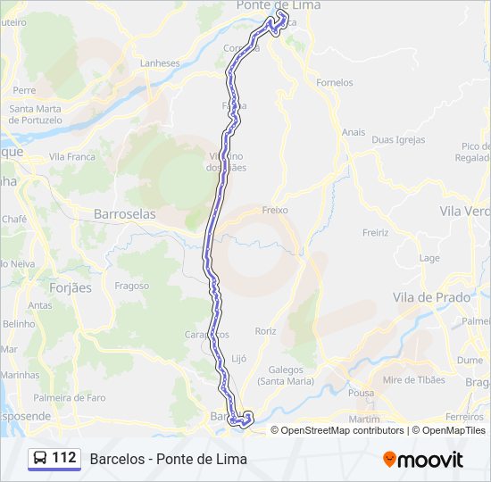 Mapa da linha do autocarro 112.