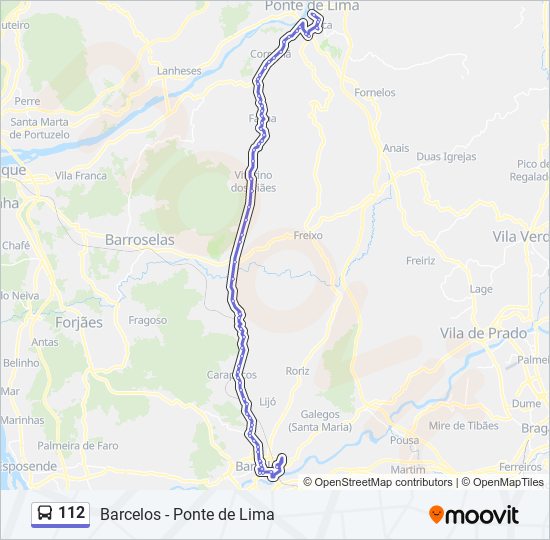 Mapa da linha do autocarro 112.