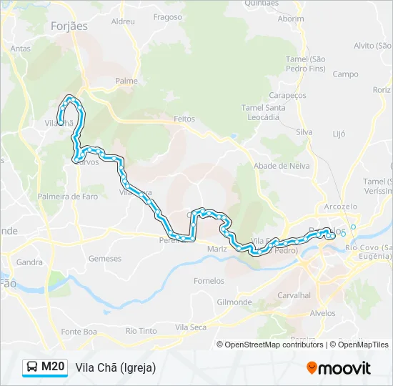 M20 Bus Line Map