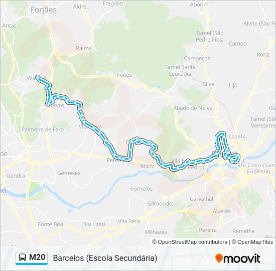 M20 Bus Line Map