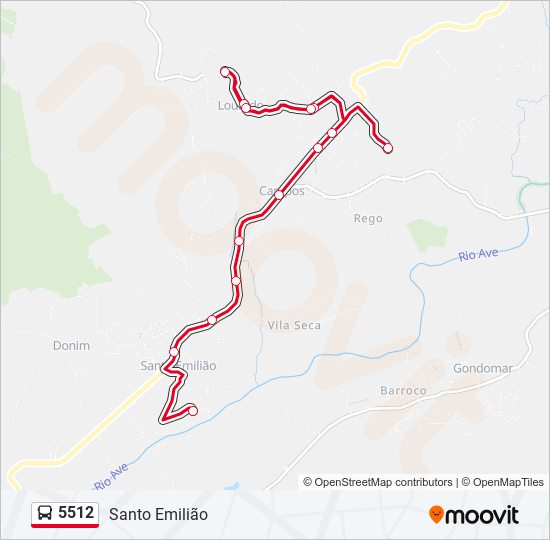 Mapa da linha do autocarro 5512.